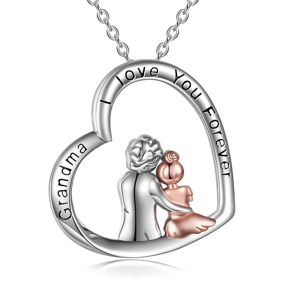 Grandma Granddaughter Necklace for Grandma Sterling Silver - Bellarte Enchanté Grandma Granddaughter Necklace for Grandma Sterling Silver